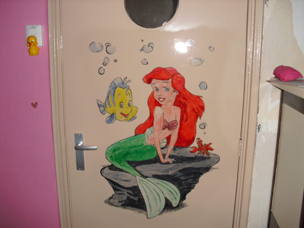 Ariel botje kleine zeemeermin wandtekening muurschildering deurschildering jeroen middelkamp
