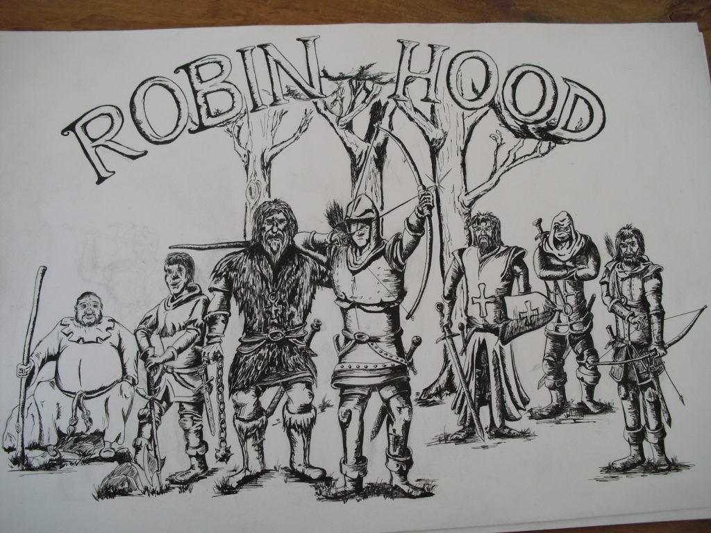 Robin Hood pentekening portrettekening jeroen middelkamp jmillustraties 