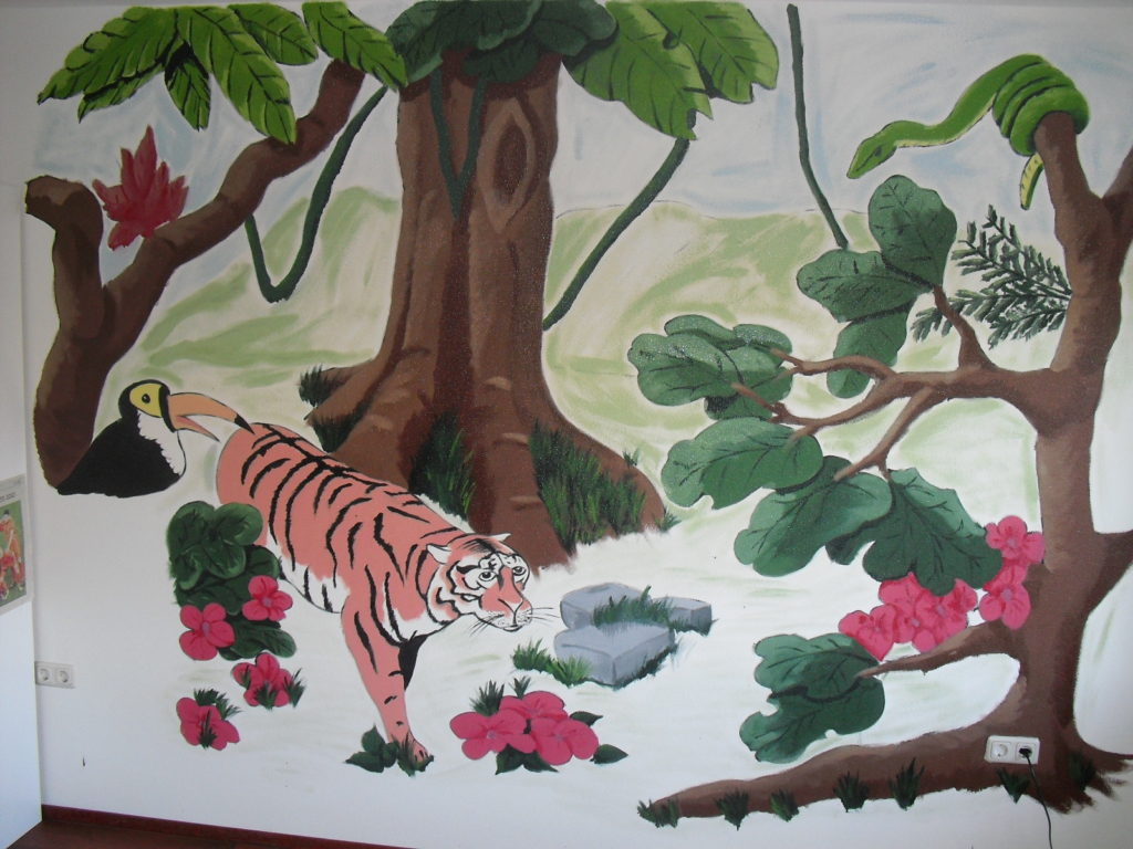 jungle jungletekening muurschildering wandtekening jeroen middelkamp